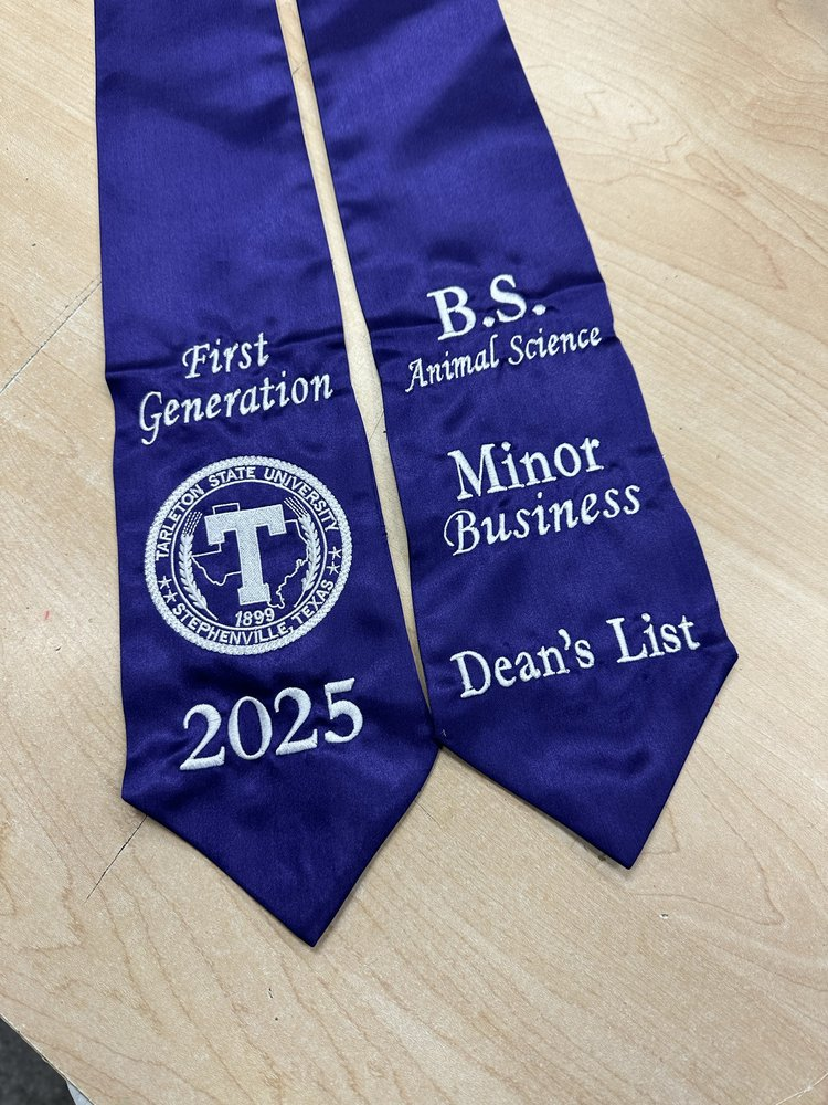 Embroidered graduation stole